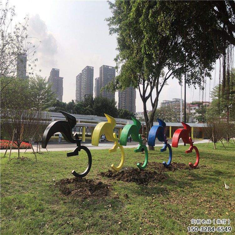 游樂場自行車雕塑 發(fā)光公園運(yùn)動(dòng)員雕塑 噴漆體育雕塑