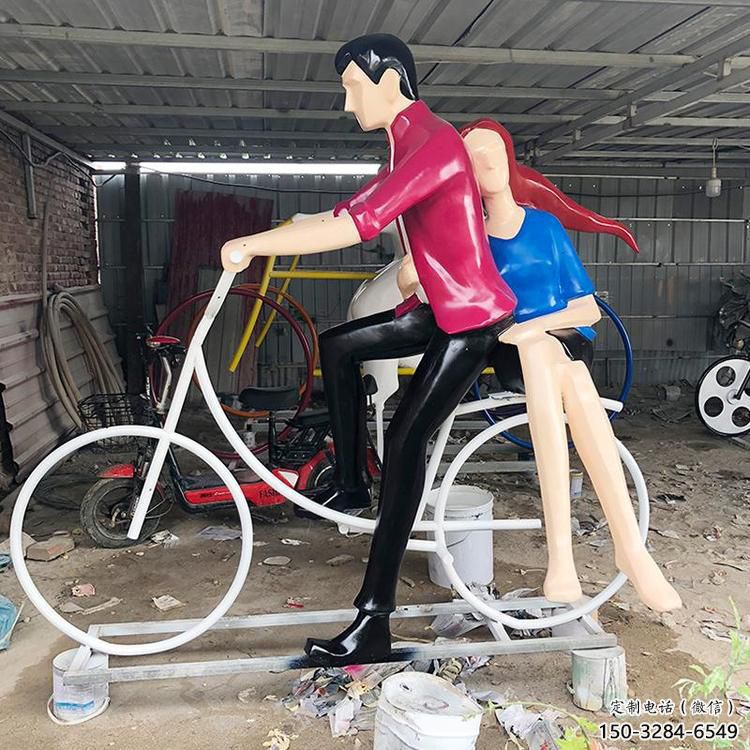 住宅小區自行車雕塑 啞光體育雕塑 公園運動員雕塑