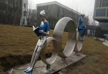 公園自行車雕塑 戶外體育雕塑 抽象運動員雕塑