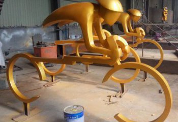 商業(yè)街自行車雕塑 烤漆運(yùn)動(dòng)員雕塑 彩繪體育雕塑