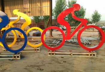 水景自行車雕塑 彩繪剪紙運(yùn)動(dòng)員雕塑 現(xiàn)代體育雕塑