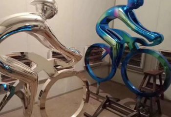 自行車雕塑廠家 景觀體育雕塑 噴漆運(yùn)動(dòng)員雕塑