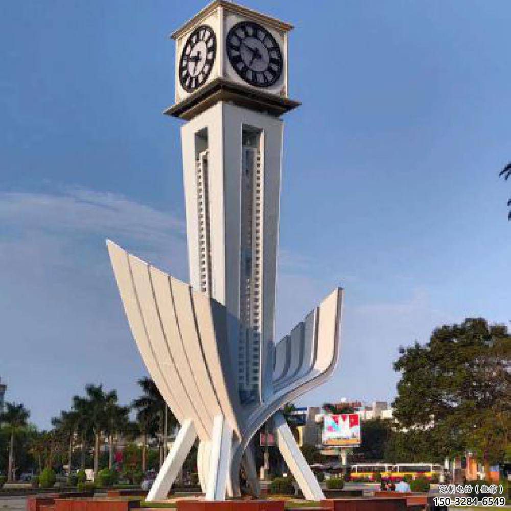 街道鐘表雕塑 現(xiàn)代時鐘雕塑 彩繪雕塑
