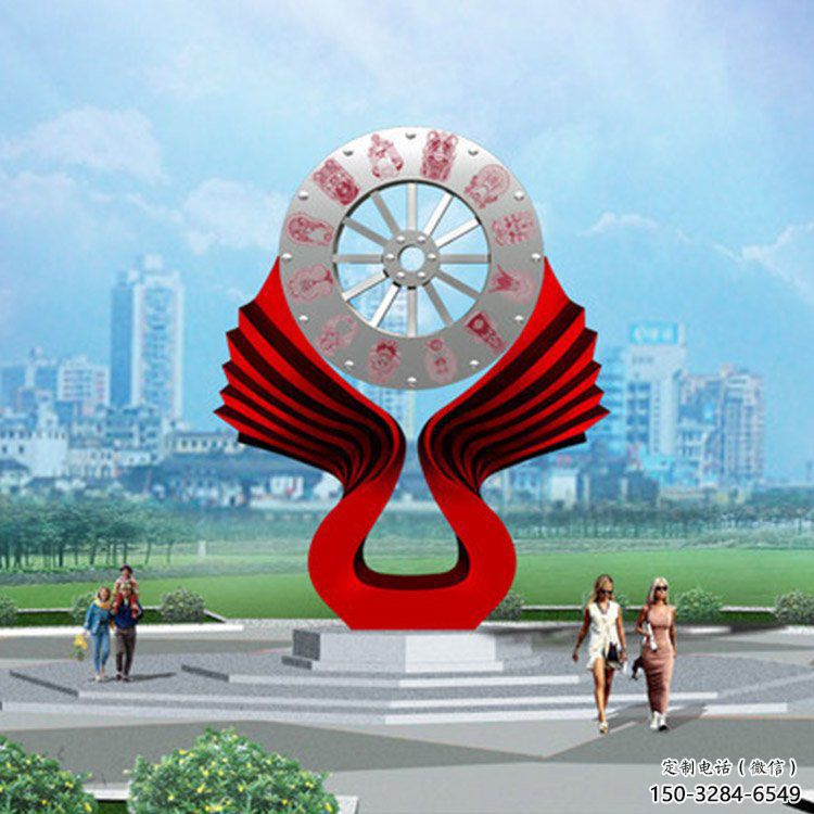 烤漆鐘表雕塑 鋼管時鐘雕塑 室內雕塑