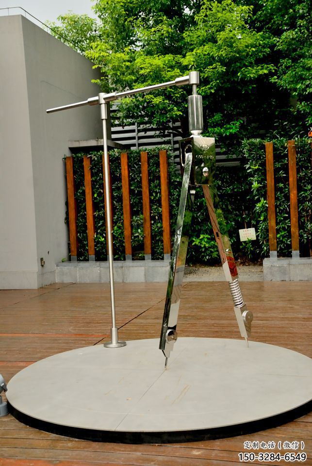 商業(yè)街圓規(guī)雕塑 烤漆標識雕塑 彩繪景觀雕塑