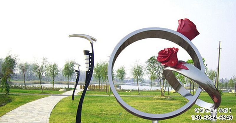 房地產指環雕塑 剪影標識雕塑 鍛造戒指環雕塑