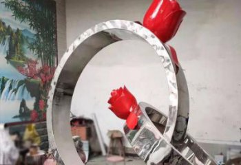 鋼管指環雕塑 異形噴水標識雕塑 農村戒指環雕塑