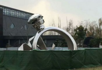 噴漆指環雕塑 中式村口標識雕塑 草地戒指環雕塑