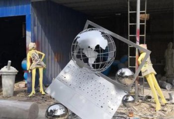 廣場電腦雕塑 抽象雕塑 烤漆筆記本雕塑