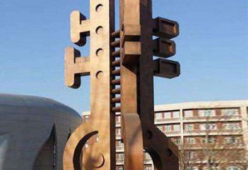 啞光鑰匙雕塑 拉絲雕塑 步行街金鑰匙雕塑