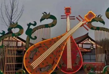 街道琵琶雕塑 現代樂器雕塑 彩繪音樂雕塑