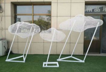 剪紙云梯雕塑 切面燈光云朵雕塑 政府梯子雕塑