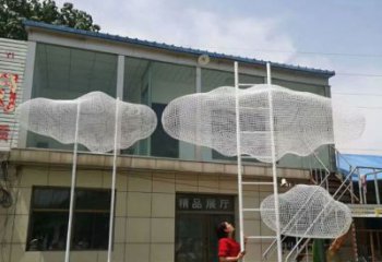 現代云梯雕塑 大型別墅區梯子雕塑 彩繪云朵雕塑