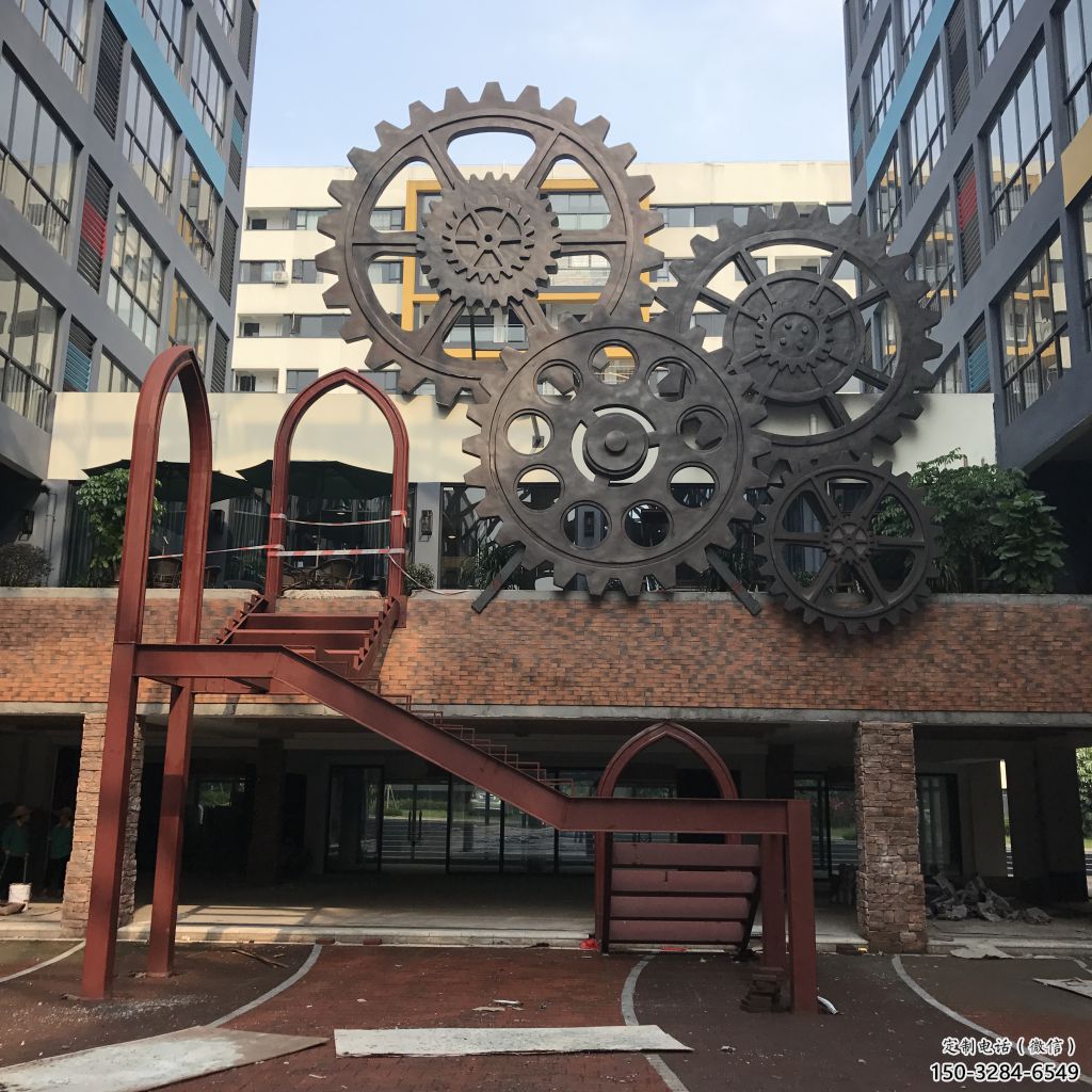 創(chuàng)意齒輪雕塑 啞光工業(yè)雕塑 公園機(jī)械雕塑