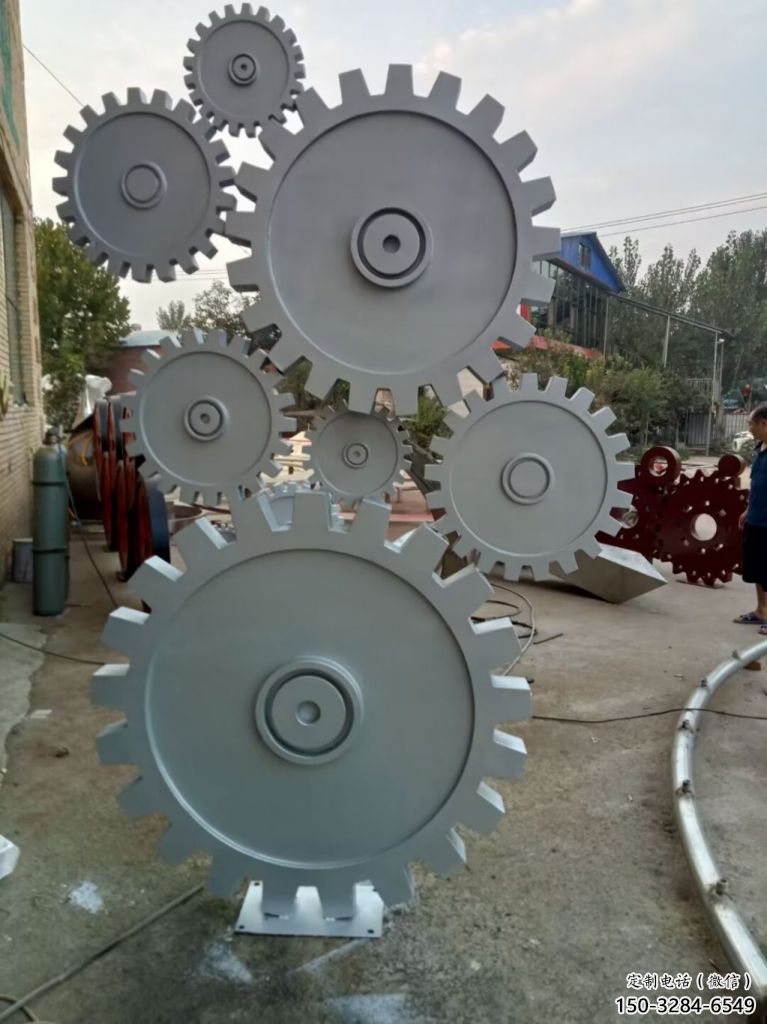 大型齒輪雕塑 鍛造發(fā)光工業(yè)雕塑 房地產(chǎn)機(jī)械雕塑