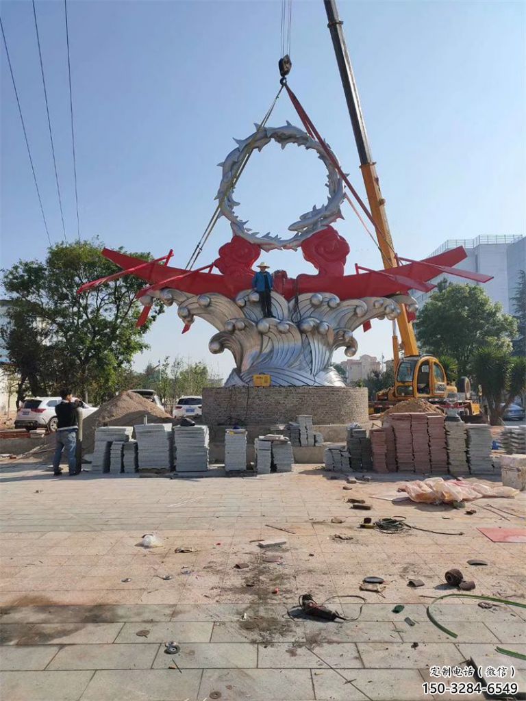 公園龍舟雕塑 創意企業競賽雕塑 美陳劃槳雕塑