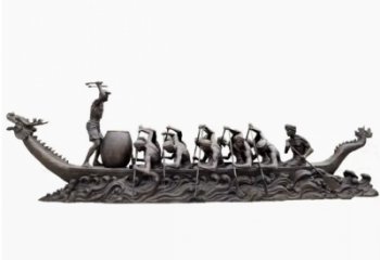 大型龍舟雕塑 鍛造發光劃槳雕塑 房地產競賽雕塑