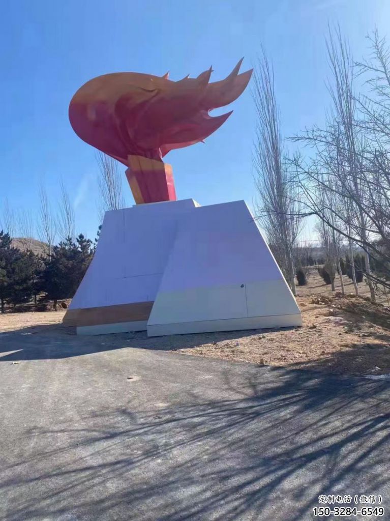 房地產火苗雕塑 現(xiàn)代景觀雕塑 幾何火焰頭雕塑
