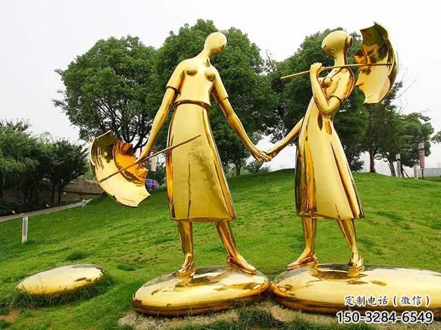 街道雨傘雕塑 現代撐傘雕塑 彩繪民俗雕塑