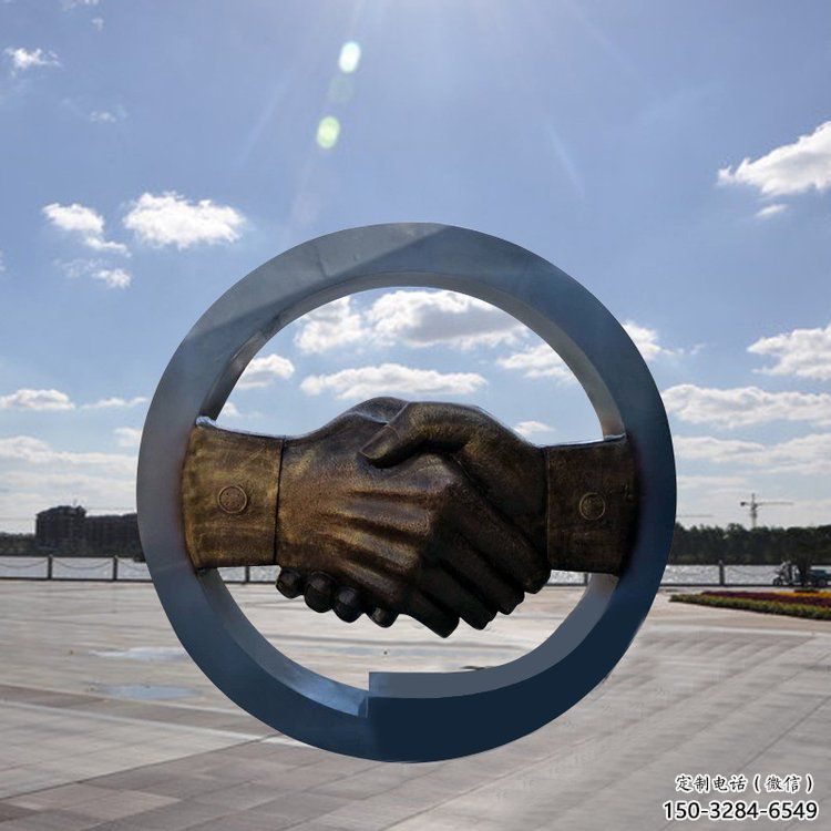 異形握手雕塑 現代校園誠信雕塑 校園雕塑