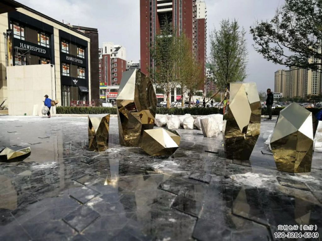 房地產(chǎn)石塊雕塑 現(xiàn)代景觀石雕塑 幾何石頭雕塑