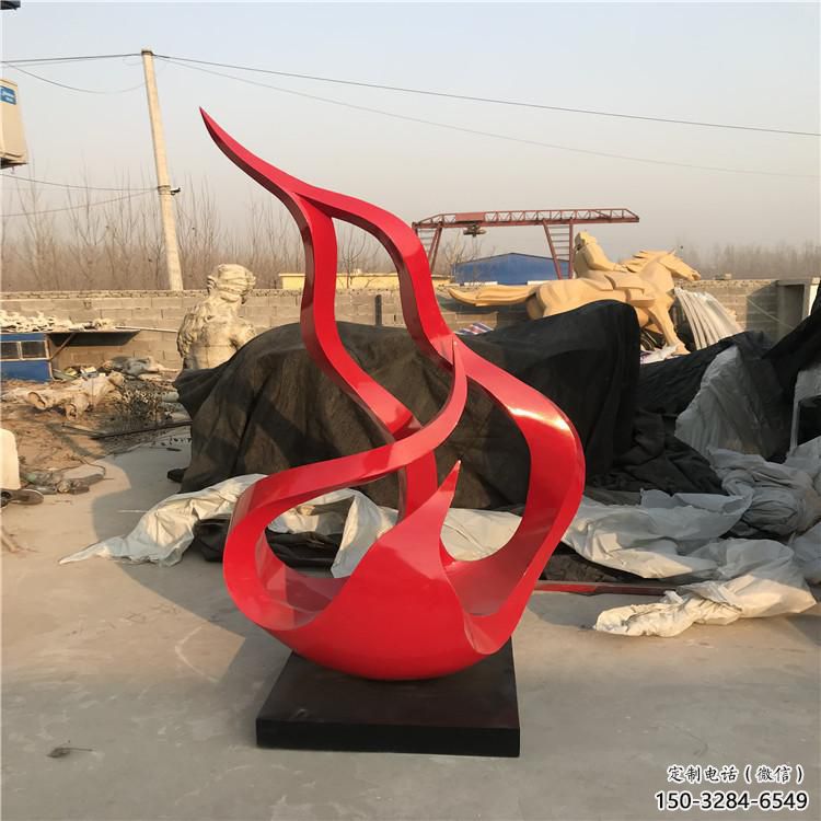 廣場火把雕塑 抽象星火相傳主題 烤漆篝火雕塑