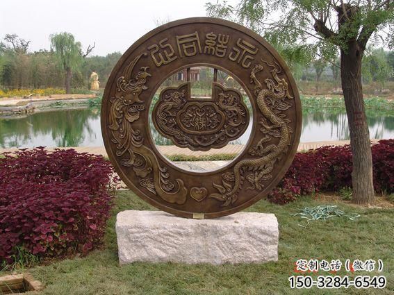 美陳古幣雕塑 異形噴水雕塑 酒店銅幣雕塑