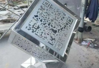 廣場立方體雕塑 抽象幾何體雕塑 烤漆雕塑