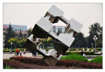 街頭立方體雕塑 大型別墅區雕塑 鋼管幾何體雕塑