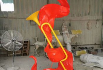 噴漆沖鋒號(hào)雕塑 中式村口小品 草地雕塑