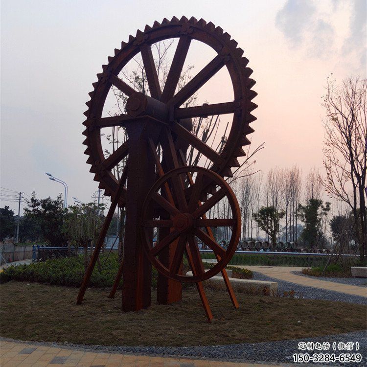 鏤空水車雕塑 噴水園林仿古雕塑 住宅小區(qū)雕塑