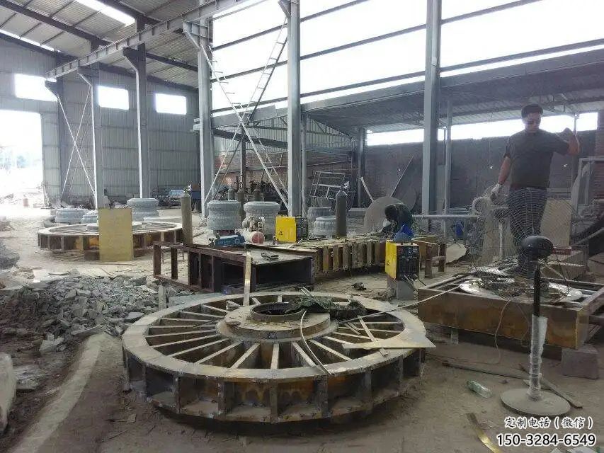 中式水車雕塑 啞光仿古雕塑 游樂場雕塑