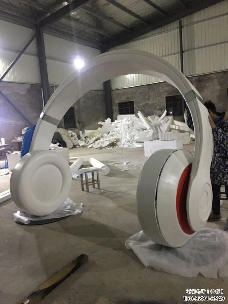 大型商場耳麥雕塑 仿真音樂雕塑 鏡面耳機雕塑