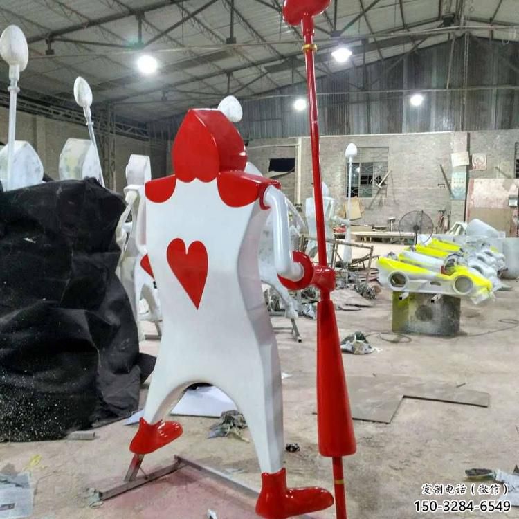 烤漆撲克雕塑 鋼管撲克牌雕塑 室內(nèi)雕塑