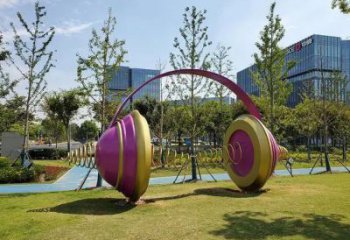 彩繪耳麥雕塑 景觀耳機(jī)雕塑 街頭音樂雕塑