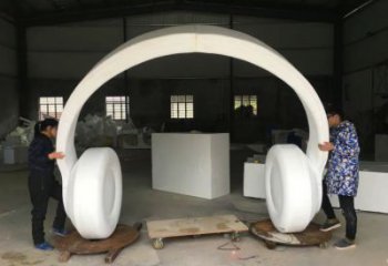 公園耳麥雕塑 鏡面公園音樂雕塑 景觀耳機雕塑