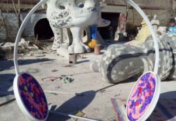 現代耳麥雕塑 大型別墅區音樂雕塑 彩繪耳機雕塑