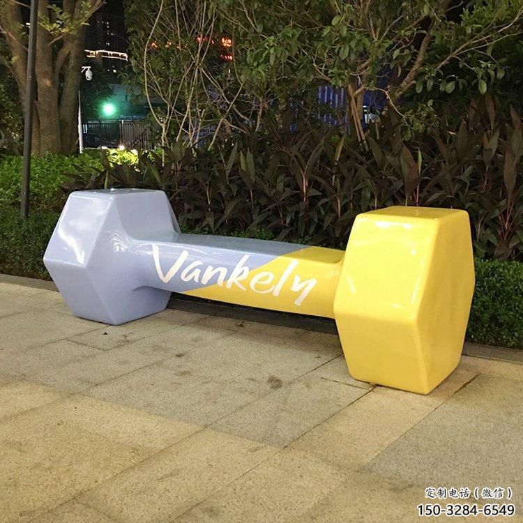 烤漆啞鈴雕塑 鋼管體育雕塑 室內(nèi)景觀雕塑