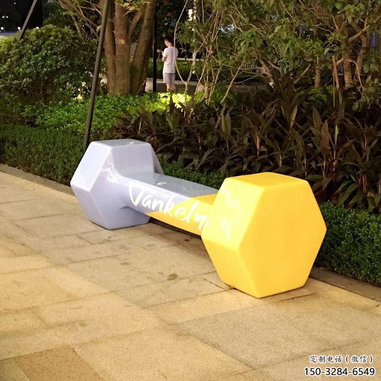 彩繪啞鈴雕塑廠家 景觀景觀雕塑 街頭體育雕塑