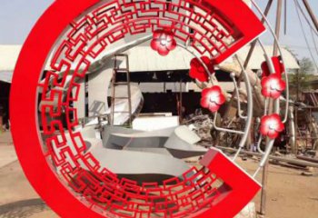 異形花環(huán)雕塑 現(xiàn)代校園雕塑 校園環(huán)形雕塑