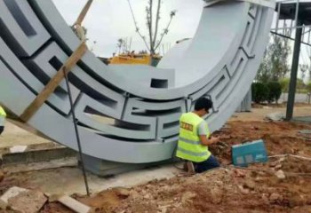 鑄造花環雕塑 中式村口雕塑 景觀環形雕塑