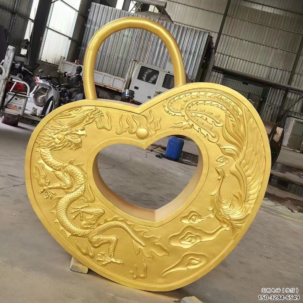 戶外鎖子雕塑 噴漆同心鎖雕塑 燈光雕塑