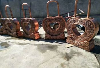 街道鎖子雕塑 現(xiàn)代同心鎖雕塑 彩繪雕塑