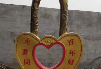 街頭鎖子雕塑 大型別墅區(qū)雕塑 鋼管同心鎖雕塑