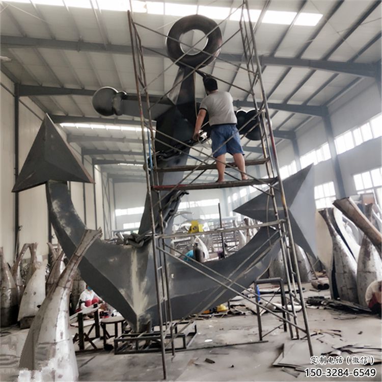 仿真船錨雕塑 電鍍現代碼頭雕塑 部隊雕塑