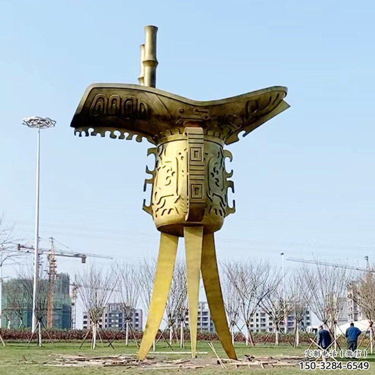 公園酒尊雕塑 創意企業酒器雕塑 美陳酒尊杯雕塑