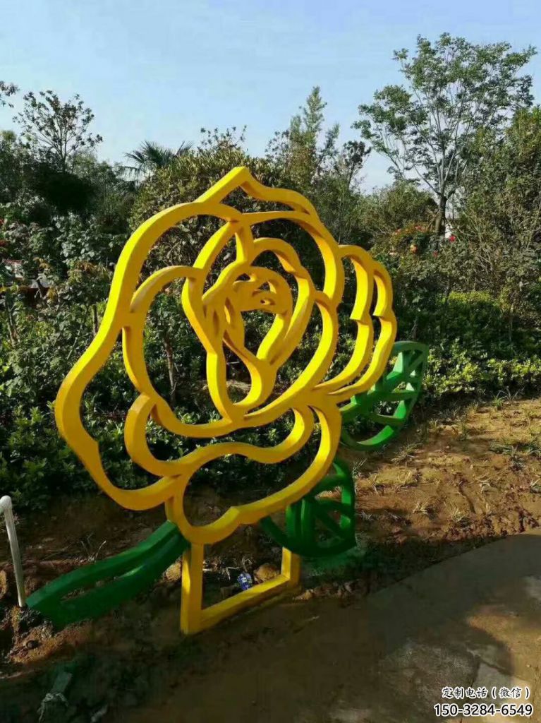 房地產月季花雕塑 剪影花卉雕塑 鍛造花朵雕塑