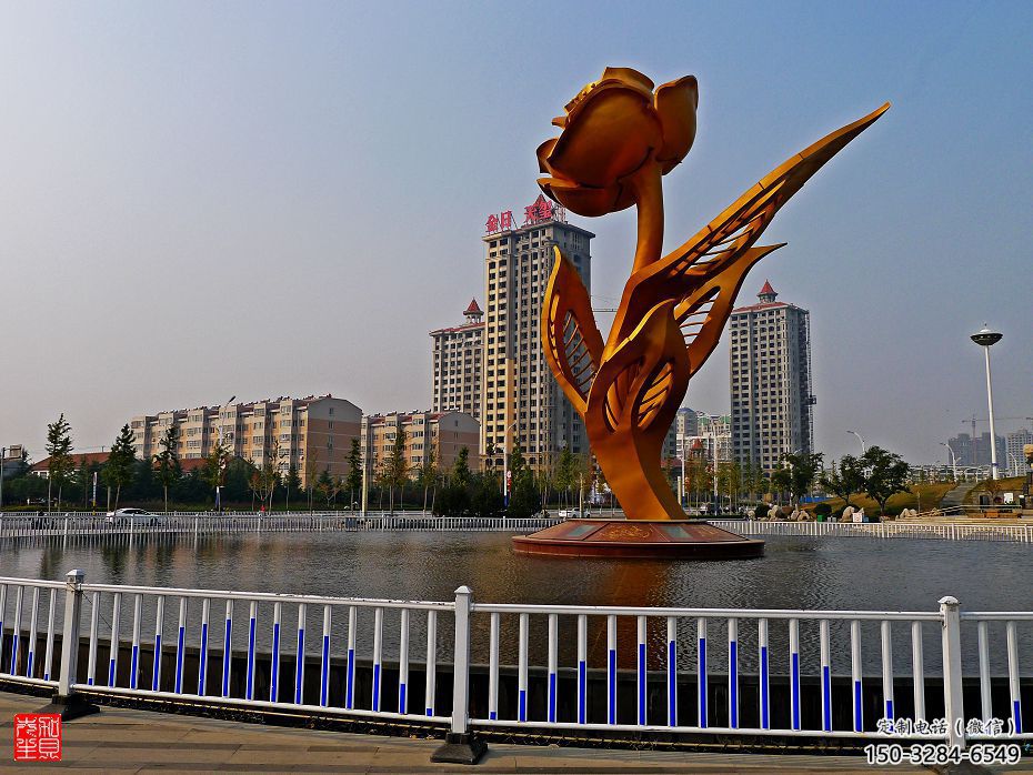 仿古月季花雕塑 騰飛花卉雕塑 房地產(chǎn)花朵雕塑