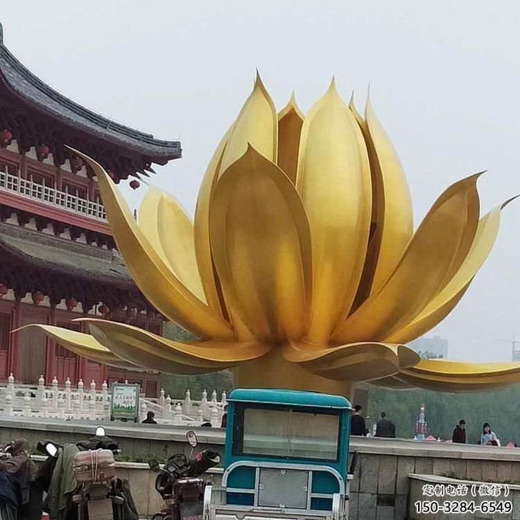 仿真蓮花雕塑 電鍍現(xiàn)代水蓮花雕塑 部隊花卉雕塑