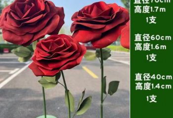 仿真月季花雕塑 電鍍現(xiàn)代花卉雕塑 部隊(duì)花朵雕塑